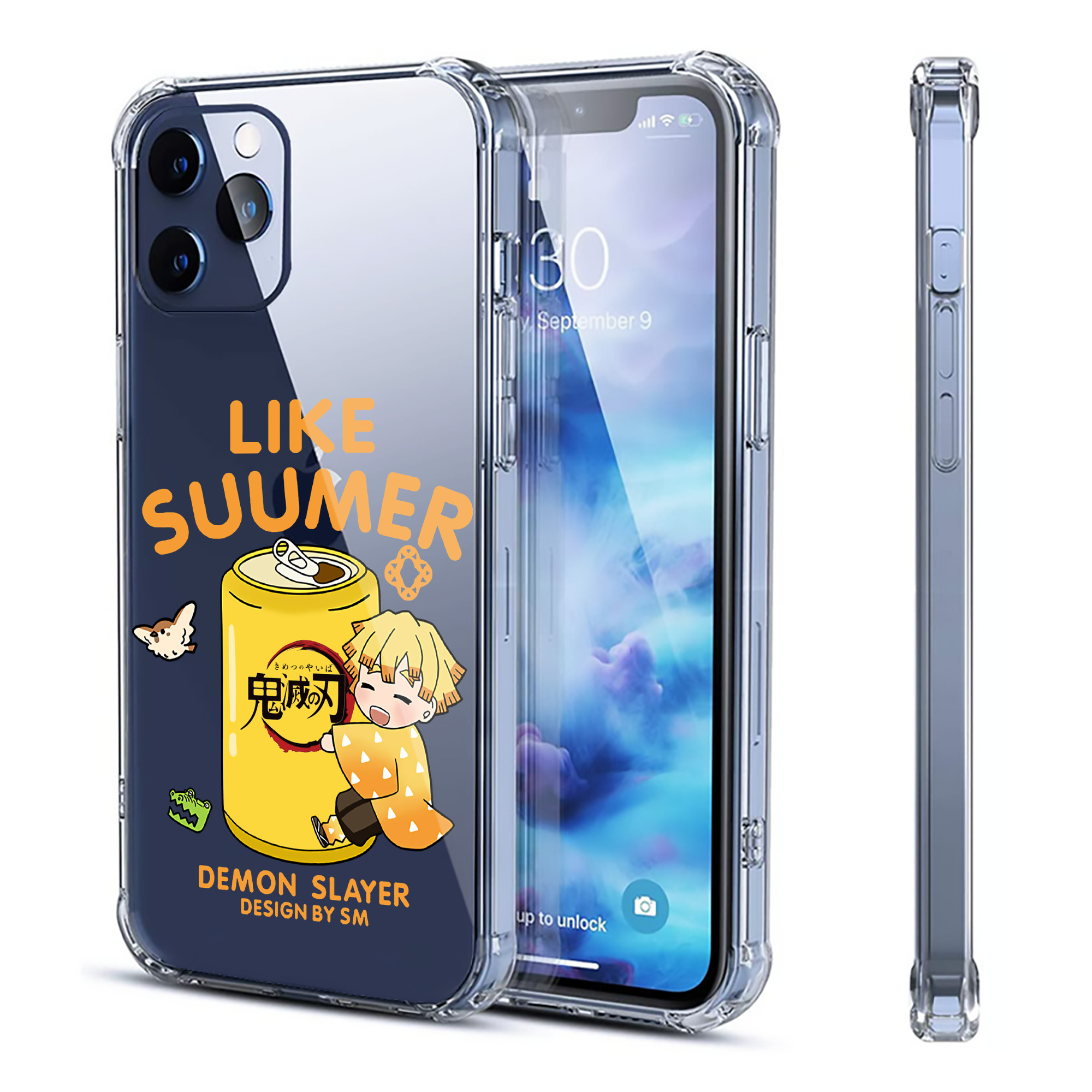（画像用） 鬼滅の刃（きめつのやいば）我妻 善逸／あがつま ぜんいつ Agatsuma Zenitsu 【iPhone 12シリーズ対応】透明スマホケース（クリアソフトケース）